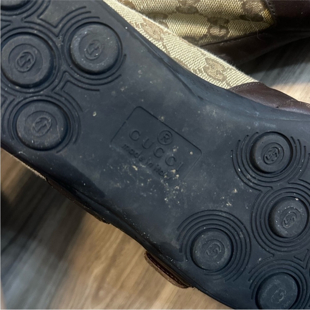 Gucci Brown and Tan Monogram Sneakers - Picture 6 of 9